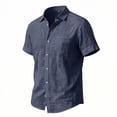 thumbnail image 2 of Avirosel Men's Cotton Short Sleeve Hawaiian Shirt Casual Loose Button Down Summer Beach Shirts with Pocket Navy, 2 of 6