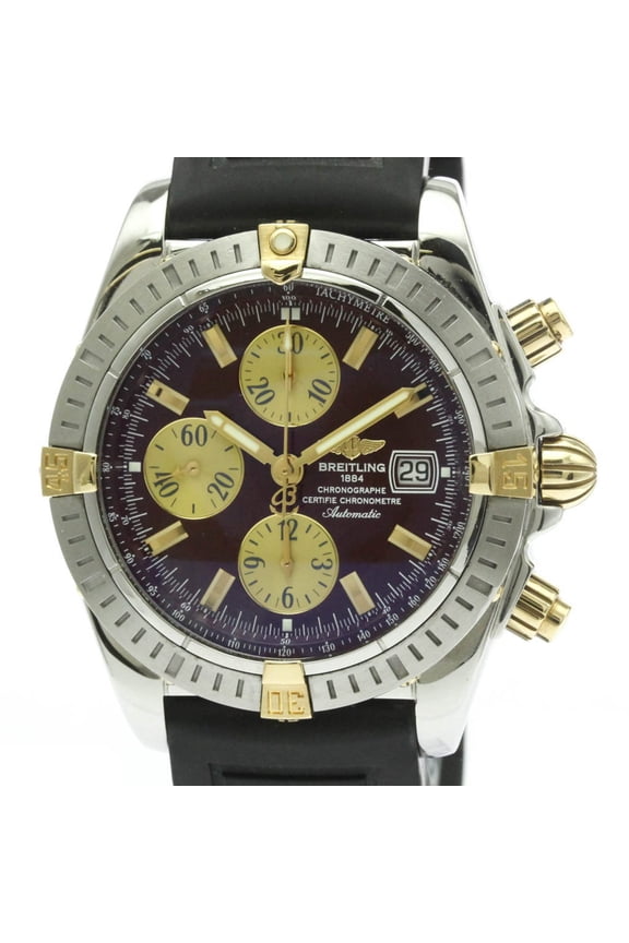 Pre-Owned BREITLING Chronomat Evolution 18K Gold Steel Mens Watch B13356 Polished