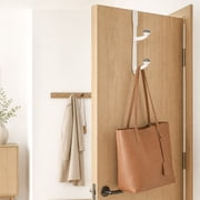 Mainstays White Over the Door Rubber Grip Hooks for Closet and Bathroom Storage, 2 Pack