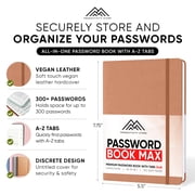 PRODUCTIVITY STORE Best Password Book With Alphabetical Tabs | Password Book, Organizer & Notebook | Password Keeper To Keep Website Logins & Passwords Safe | Leather| Medium 5x8