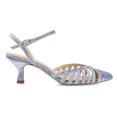 thumbnail image 3 of XYD Women Pointed Toe Caged Straps Pumps Ankle Strap Low Kitten Heels Chic Dating Work Sandals Shoes Size 15 Light Blue, 3 of 4