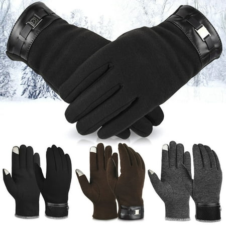 Men Warm Gloves-Fitbest Men Warm Gloves Thick Winter Warm Mittens Touch Screen Phone Fleece Windproof