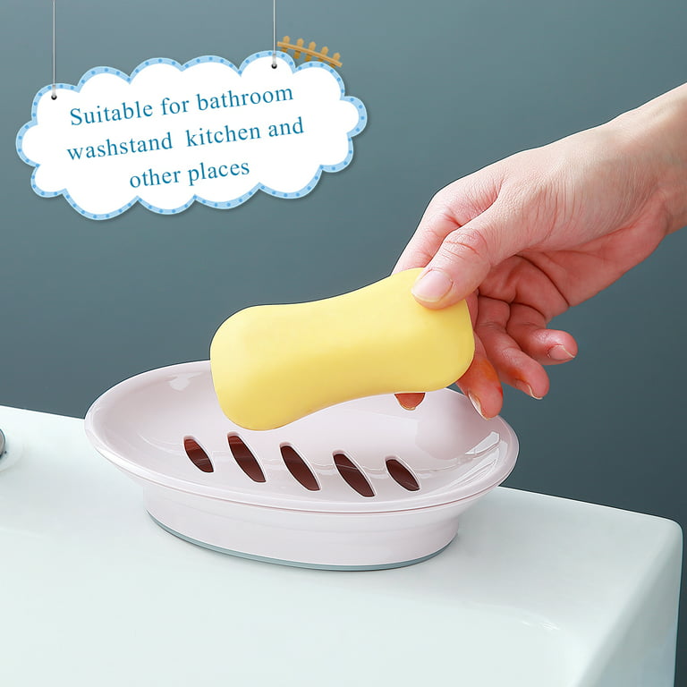 AmazerBath 2 Pack Plastic Soap Dish Bar Soap Holder Shower