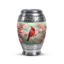 JAGASY Red Cardinal Miniature Urn for Sister - Green Small Urn for Ashes Adult Male - Pink Cherry Blossom Keepsake Urns - Cremation Urns for Sibling - (3 Inch)