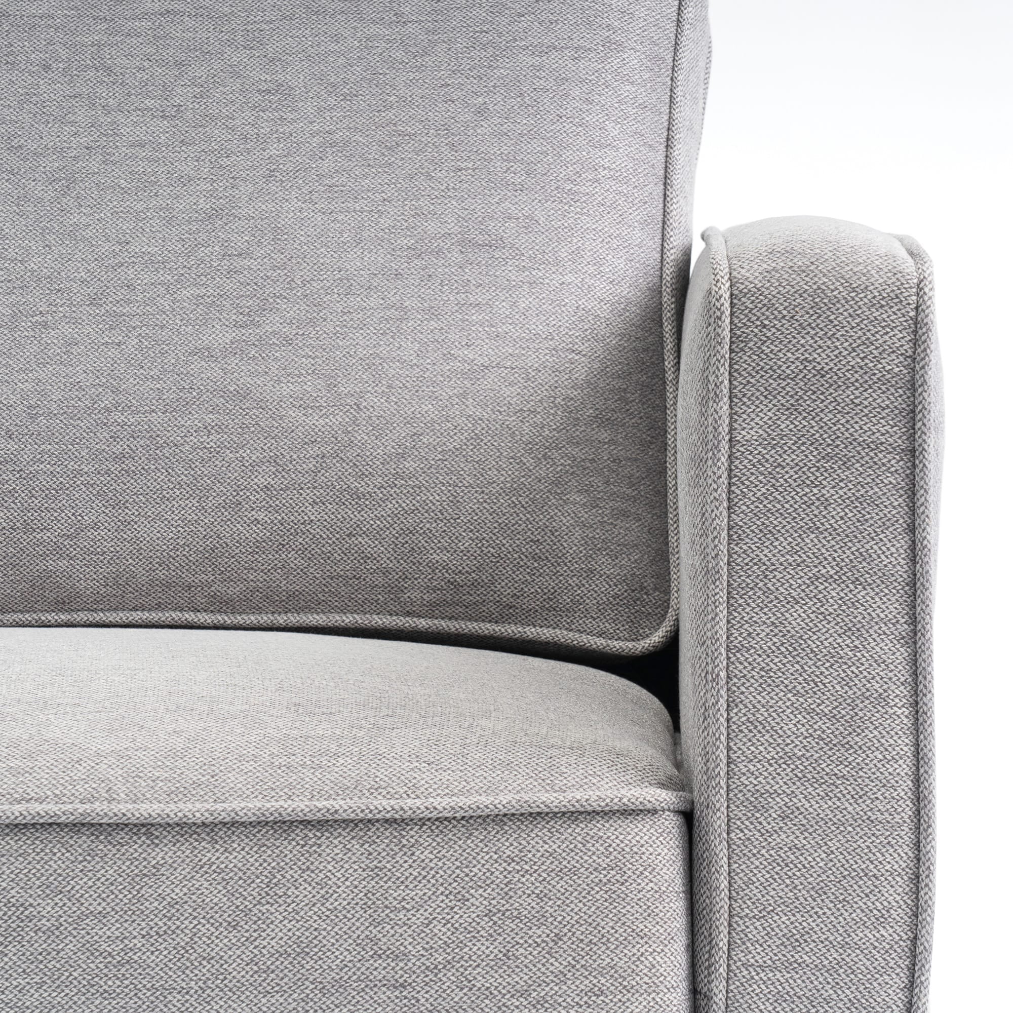 Mellow Hana Modern Upholstered Linen Fabric Sofa with Armrest Pockets, Heather Grey