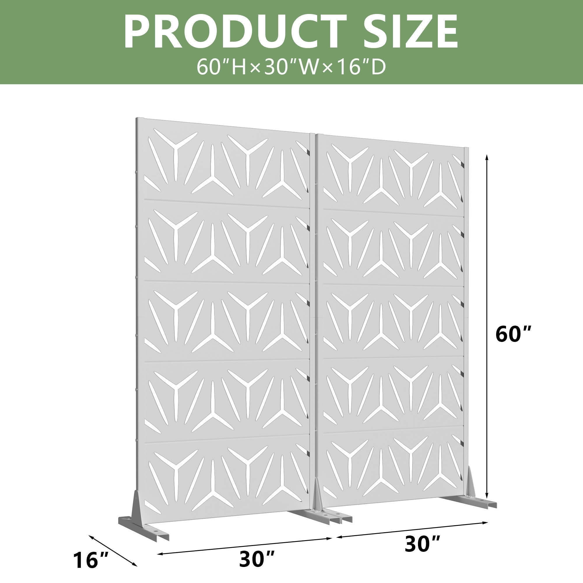 MAYEERTY 59x30 White Double-sided Outdoor Natural Privacy Panel Screen, 5 Piece Set Natural Folding Divider for Backyard and Garden