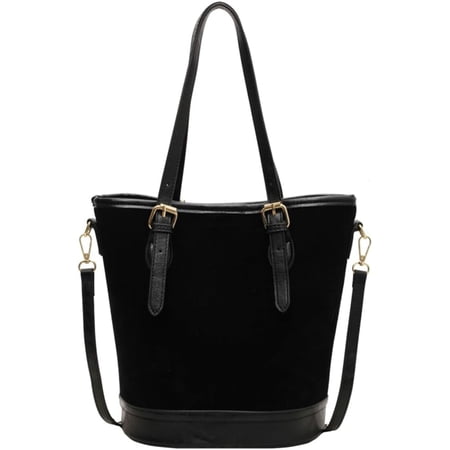 HLSOHJP Trendy Suede Crescent Shoulder Bag Women Bucket Satchels Crossbody Purse Retro Top-handle Travel Tote Handbag
