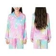 thumbnail image 2 of Beezizac Girls Pajama Multicolor & Stars Satin Silky Long Sleeve and Pants Sets 2-Piece Winter Comfy Outfits Size 10, 2 of 7