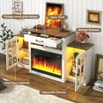 thumbnail image 2 of 60" Electric Fireplace with Mantel, LED Fireplace TV Stand for up 65" 70" Flat Screen TVs, Tall Entertainment Center with Glass-Doors & Glass-Shelves, 2 of 9