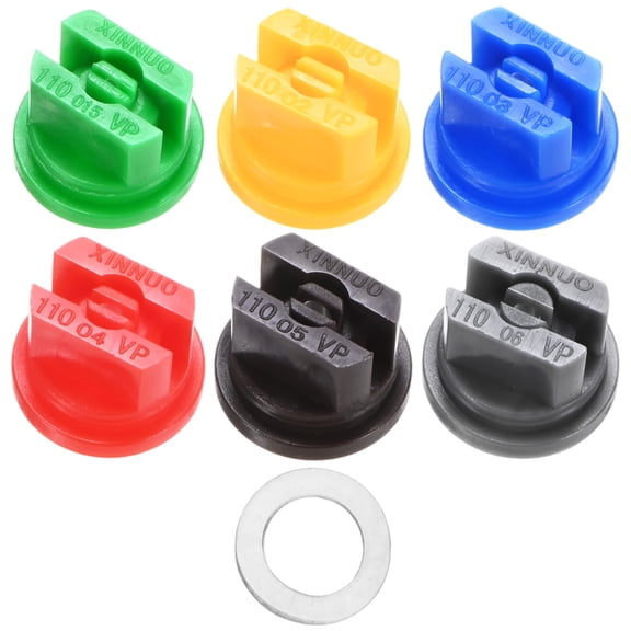 Uxcell 6-Pack 110 Degree Flat Fan Shaped Spray Nozzles, Plastic 0.15-0.6mm Pore Sprayer Nozzle Tips with Gaskets [Multicolor]