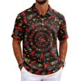 thumbnail image 2 of GrmtClth Mens Beach Short Sleeve Polo Top Fun Crayfish Lobster Shell Graphic Short Sleeve Light Cruise Polo Tee Casual Wear Highlighted With Calm Ocean Background Art Black M, 2 of 6