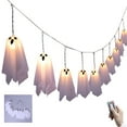 thumbnail image 5 of Dserhfy 10 Pcs Halloween Hanging Light-up Ghost Decoration Spooky White Cloth Ghost with String Light for Front Porch Yard Lawn Garden Decor, 5 of 8