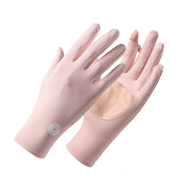 Anti-slip Silicone Finger Gloves 1 Pair Sun Protection Full Finger Gloves Hollow Breathable Touch Screen Design Soft to Skin Uv-proof Sports Gloves