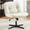 Beige-No Wheels, variant on JIOABL Comfy PU Leather Criss Cross Office Chair, Durable and Ergonomic Modern Vanity Chair for Home Office and Study, With Wheels, Beige