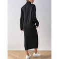 thumbnail image 4 of Women'S Two Piece Sweater Skirt Sets Knit Sweater Top Bodycon Skirt 2 Piece Outfits Black S, 4 of 8