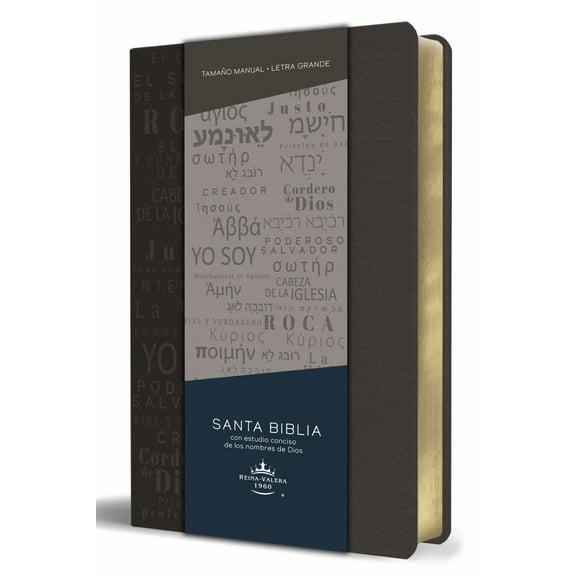 Biblia RVR 1960 letra grande tamaño manual, simil piel gris con nombres de Dios / Spanish Bible RVR 1960 Handy Size Large Print Leathersoft Grey, Names of god