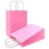AZOWA Gift Bags Large Kraft Paper Bags with Handles (7.5 x 3.9 x 9.8 in, Pink Color, 50 Pcs)