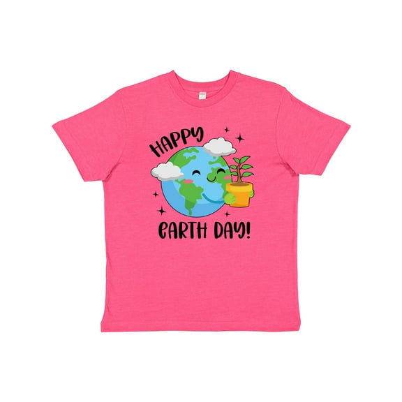 Inktastic Happy Earth Day Cute Smiling Planet Earth with Tree Youth T-Shirt