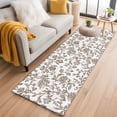 thumbnail image 3 of 2x6 Kitchen Runner Rug, Brown Flower Non-Skid Rubber Backing Large Rectangle Rugs - Living Room Bedroom Home Office, Vintage Farmhouse Boho Leaf Spring Plant Indoor Floor Mat Carpets Washable Rug, 3 of 9