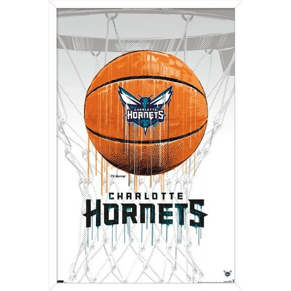 NBA Charlotte Hornets - Drip Basketball 21 Wall Poster, 14.725" x 22.375", Framed