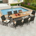 thumbnail image 7 of Spaco 9-Piece Patio Dining Set with Umbrella Hole and 8 Rattan-woven Dining Chairs, Dining Chair with Seat Cushions, Brown, 7 of 7