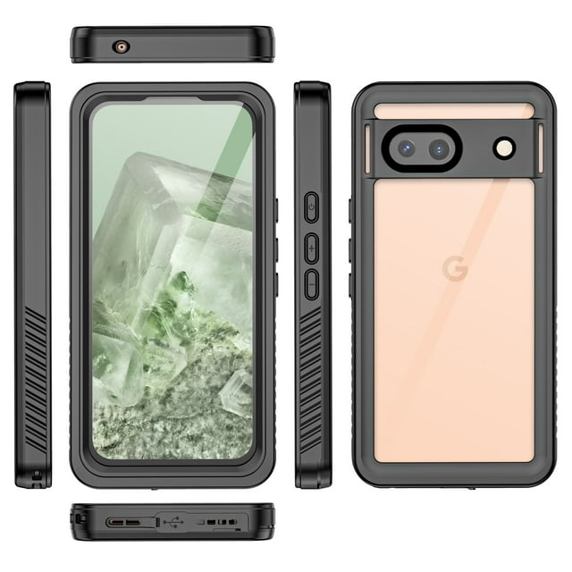 FOXDOCK Waterproof Case for Google Pixel 8A , Full-Body Shockproof Clear Back Protective Cover, Heavy-Duty Dustproof Drop