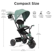 QPlay 6 in 1 Toddlers Tricycle for Ages Baby 10 Months-6 Years, Adjustable Parent Push Handle, Removable Canopy, 5-Point Harness, Rear Wheel Brakes