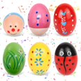 thumbnail image 1 of Paquete de 6 cocteleras musicales de percusión de madera para huevos de Pascua, coloridos instrumentos pintados a mano para niños, ideal para rellenos de calcetines navideños, regalos de cumpleaños, r, 1 of 1