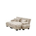 thumbnail image 4 of 94"Loveseat Sofa, Chenille 2 Seater Cloud Couch with 4 Soft Pillows, Upholstered Deep Seat Sleeper Sofa with 2 Ottomans for Living Room, Apartment, Office, Light Coffee, 4 of 7