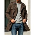 thumbnail image 5 of Spring Fall Men Double Breasted Casual Lapel Trench Coat Belted Windbreaker, 5 of 8