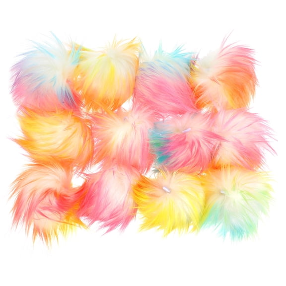 BESTYASH 12Pcs Faux Fur Pom Poms for Crafts Multi Color Lightweight Decorative Fur Balls for DIY Projects