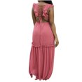 thumbnail image 5 of Summer Saving Wycnly Summer Dresses for Women Sexy Hollow out Ruffle Layer Flowy Swing A Line Long Dresses 2024 Sleeveless V-Neck Solid Maxi Formal Dress Pink XL, 5 of 6
