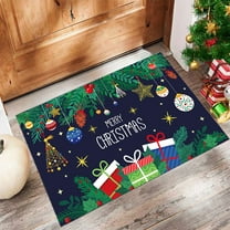 Zawou Christmas Door Mat Outdoor Multicolor Rug With Holiday Patterns, Non-slip Durable Design For Front Porch And Indoor Seasonal Use