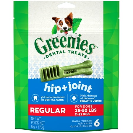 Greenies Hip and Joint Regular Dental Dog Treats, 6 oz. Pack (6 Treats)
