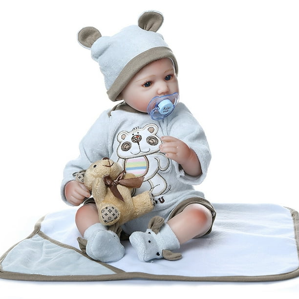 Muñeca renacida Decdeal 16 pulgadas 40 cm Reborn Baby Doll Gemelos Bebé en manta Muñecas realistas Ojos azules Vinilo de silicona y cuerpo de algodón Regalos lindos Traje azul encantador Decdeal Muñeca renacida