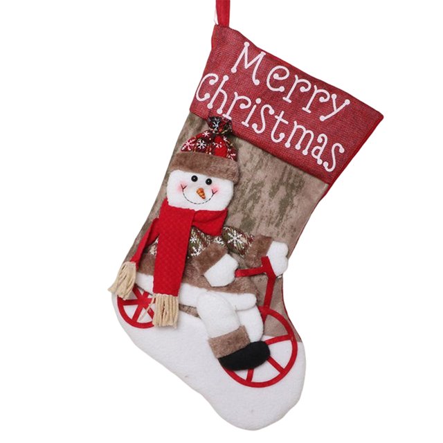 Cateissary Soportes para regalos Calcetines de Navidad Suavidad de lana Exquisito Contenedor de dulces multipropósito Accesorios para el hogar Calcomanía Patrón de muñeco de nieve