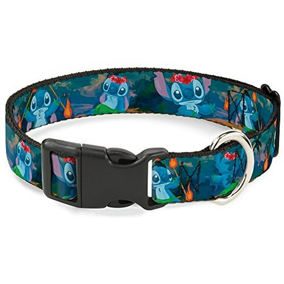 Buckle-Down Stitch Hula Dance 5-Poses Disney Breakaway Plastic Clip Collar, Narrow-Large