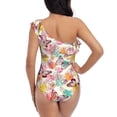 thumbnail image 5 of Easygdp Butterflies and Roses Women's One Shoulder Ruffle Monokini Bathing Suits with Removable Chest Pad, Quick Drying - Medium, 5 of 8