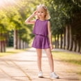 thumbnail image 5 of KPOPLK Toddler Girl Outfit Baby Summer Clothes Cute Graphic Print Sleeveless Shorts Clothes Set 6M-5T(2-3 Years,Purple), 5 of 9