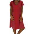 thumbnail image 2 of Pisexur Robe à Manches Courtes à Col en V Longueur Genou Femmes Style d'Été Robe Imprimée à Col en V Robe à Manches Courtes Robe pour Dames Robe pour Femmes en Liquidation, 2 of 4