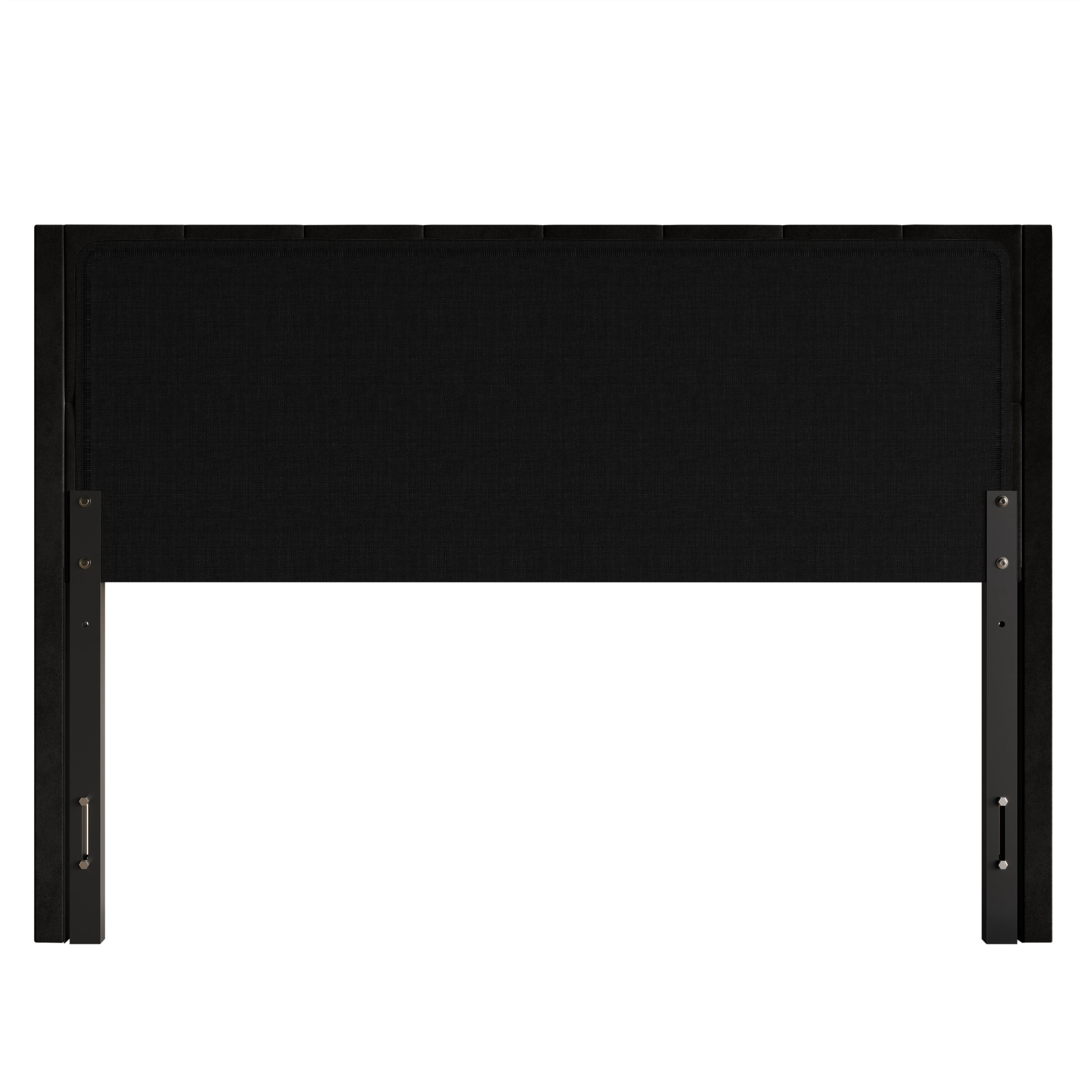 Home Design Gretna King Wingback Tufted Upholstered Headboard with Nailhead Trim, Black