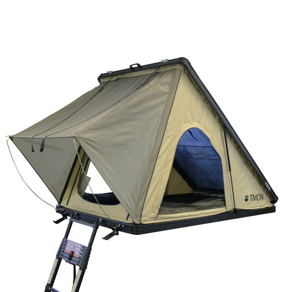 Overland Vehicle Systems Tent 18119935 LD TMON; Car Top; Sleeps 1-2 Adults; 600D Rip Stop Material; Clamshell Hard Shell Fold Storage; Glaze Window; With Removable Rainfly/3 Optional Entry Points