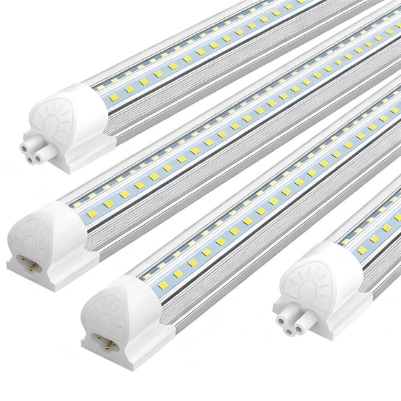 JESLED V Shape T8 8ft LED Shop Light Fixture Linkable, 72w 5000K Daylight 4-Pack
