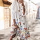 thumbnail image 2 of Sonducket Vestido Midi de manga larga estampado cuello gran columpio cintura alta ropa de mujer Vestidos Blanco 3L, 2 of 8