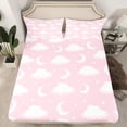 thumbnail image 2 of jejeloiu Kawaii Moon Clouds Queen Sheet Sets,Cure Stars Pattern Bed Set For Girl Teens 4pcs, 2 of 7