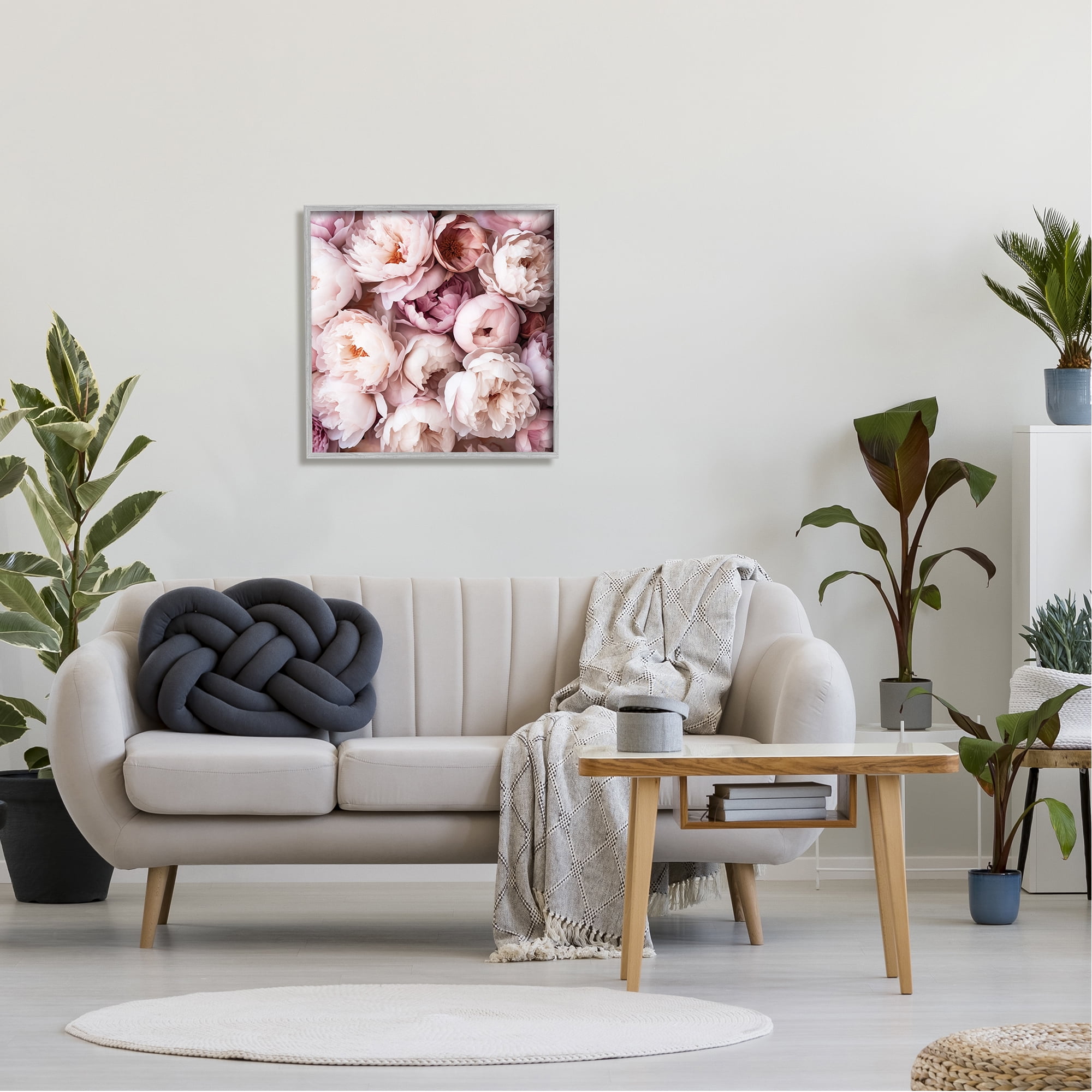 Stupell Industries Varied Peony Blooms Botanical & Floral Photography Gray Framed Art Print Wall Art, 24 x 24