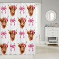 thumbnail image 2 of Manfei Kawaii Farm Cow Shower Curtain 72Wx84L,Pink Bowtie Bathroom Shower Curtain, 2 of 5