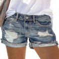 thumbnail image 1 of Women Denim Ripped Shorts Jeans High Waist Pants With Pockets Short Trousers Hot Pants, 1 of 4