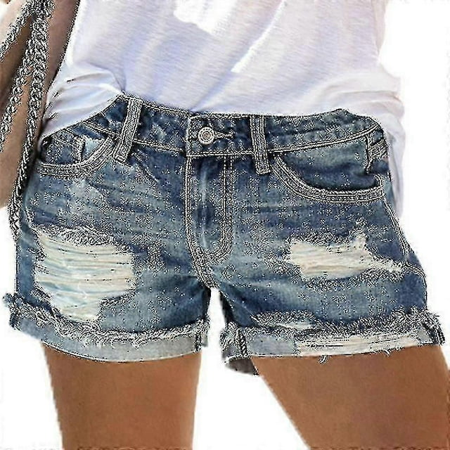 Women Denim Ripped Shorts Jeans High Waist Pants With Pockets Short Trousers Hot Pants