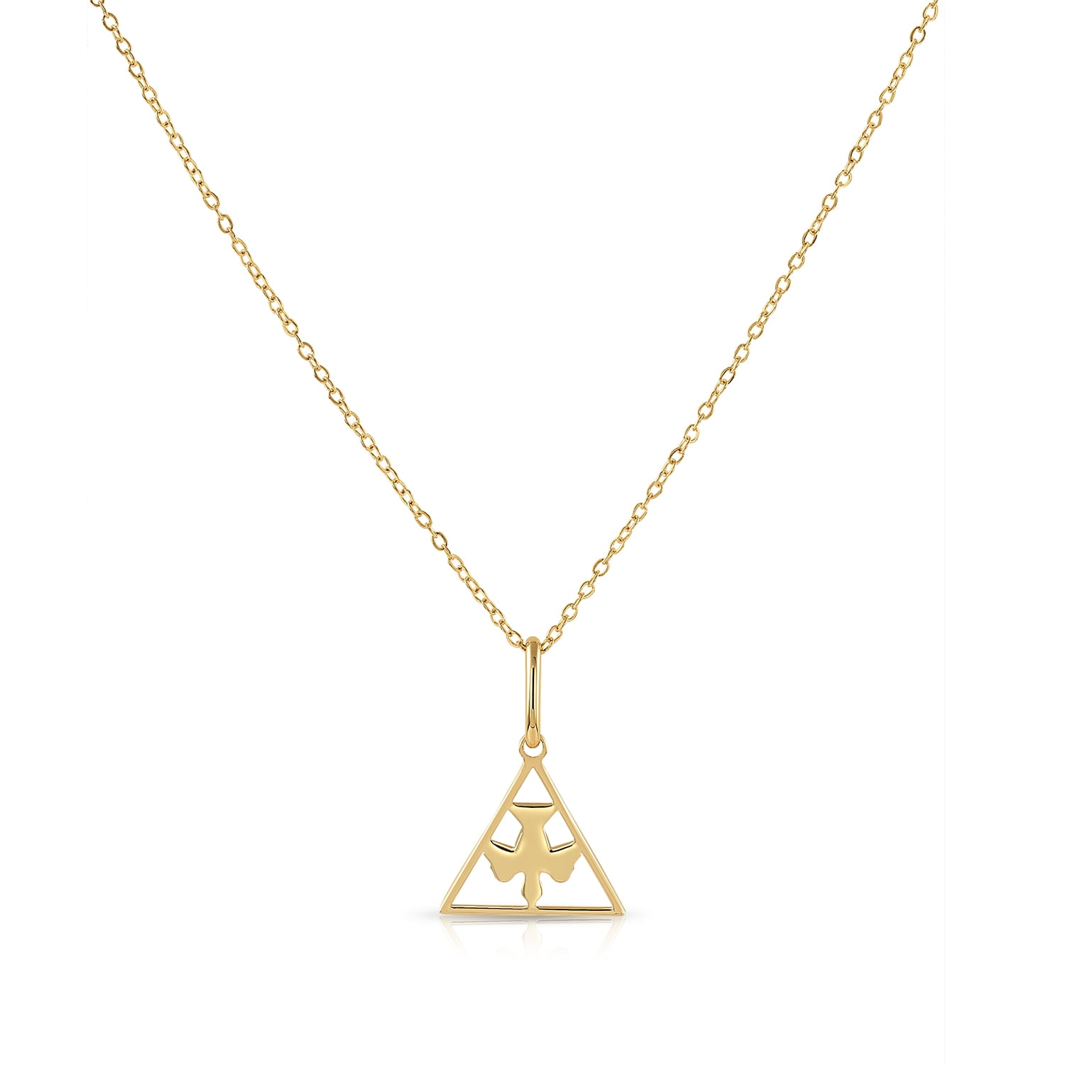 Tilo Jewelry 14K Yellow Gold Pierced Dove Holy Spirit Pendant Charm Necklace for Women & Unisex | 18 Inch Cable Chain